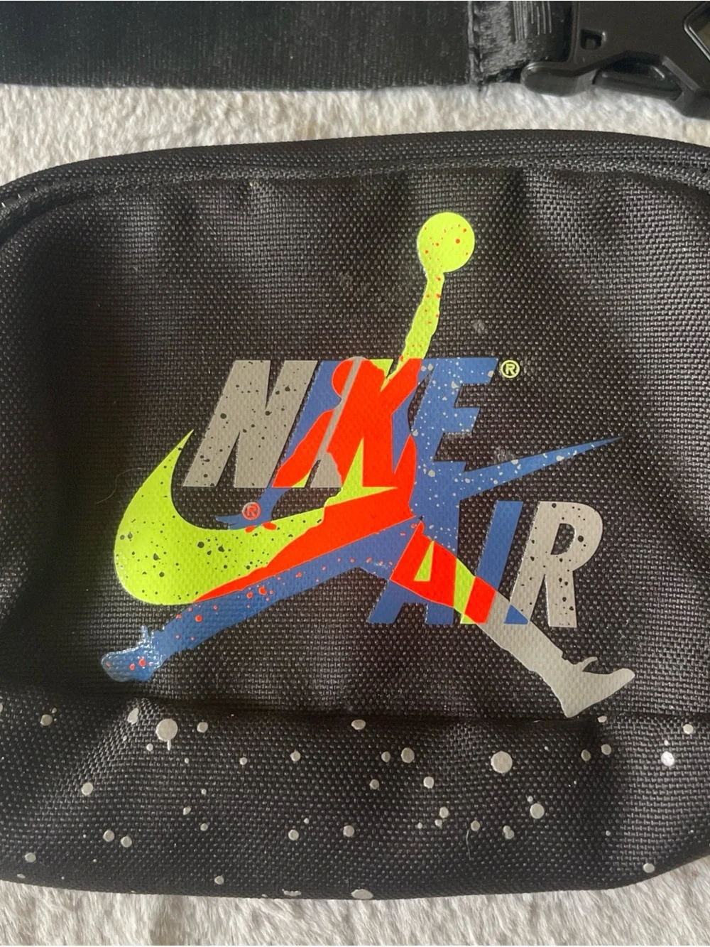 Nike Black Waist Pack with Neon Multicolor Logo